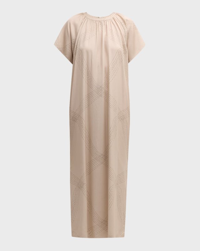 James Graphic-Print Raglan-Sleeve Maxi Dress